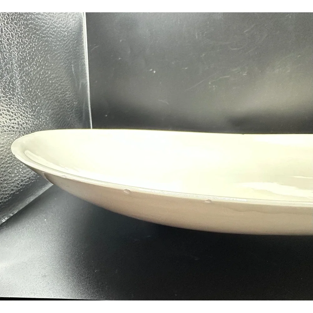 Handcrafted Cream White Ceramic Oval Serving Platter Stoneware 15in set is 2